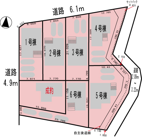 各務原市那加前野町1丁目　6号棟の区画図