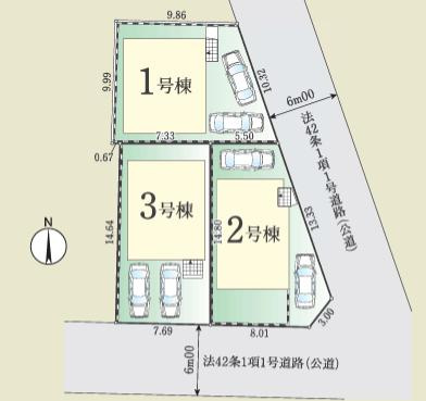 八王子市　子安町　新築一戸建て　４期の区画図|～全3棟の新しいコミュニティが誕生～