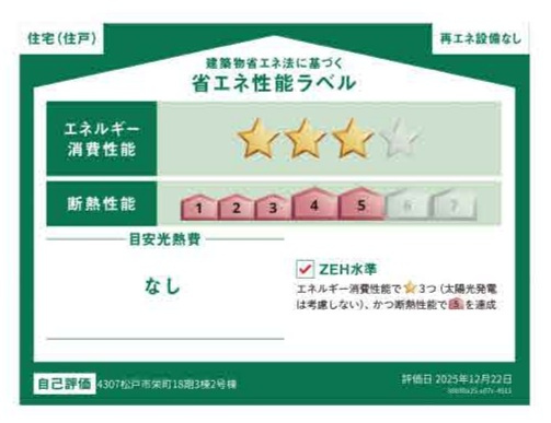 松戸市栄町１丁目新築戸建【北部小学校:7分】の省エネ性能ラベル|省エネ性能ラベル・ZEH水準