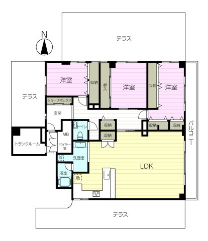 芦屋翠ケ丘パークマンションの間取り|専有面積約160.9㎡、　バルコニー面積約140.36㎡、3LDK