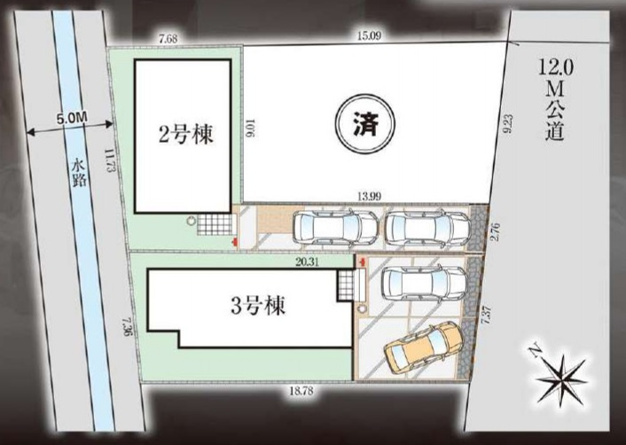 松戸市栄町１丁目新築戸建【北部小学校:7分】の区画図|2棟販売中！