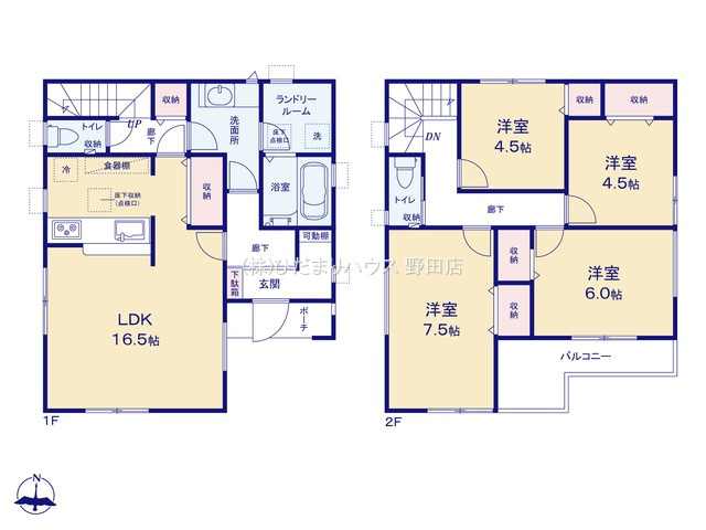野田市山崎第6　新築戸建　1号棟の間取り|1号棟：4LDK