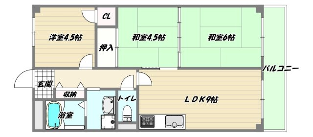 大阪市淀川区木川東１丁目の賃貸マンションの間取り