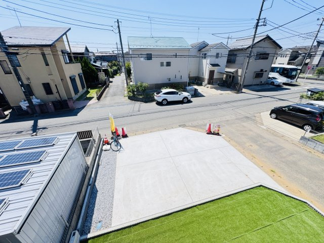 松戸市栄町西5丁目新築戸建【古ヶ崎小学校:9分】の展望|バルコニーより道路側眺望・南道路で日当たり良好♪