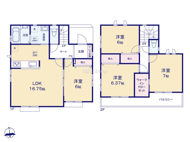 土浦市真鍋5丁目　新築戸建　B号棟の間取り