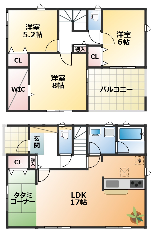 CRADLEGARDEN宇都宮市東峰町第7の間取り|南向きで陽当たりの良い間取りです
