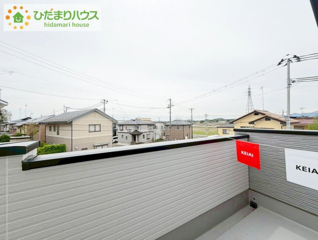 郡山市富田町9期　新築戸建　2号棟のバルコニー|お布団など大きいものも、充分に干せる広さがございます。人気のベランピングも楽しめる広さ！自宅のアウトドア空間でゆったり過ごせます。