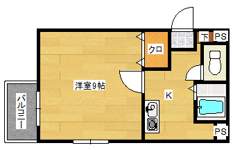 久留米市大手町の賃貸マンションの間取り