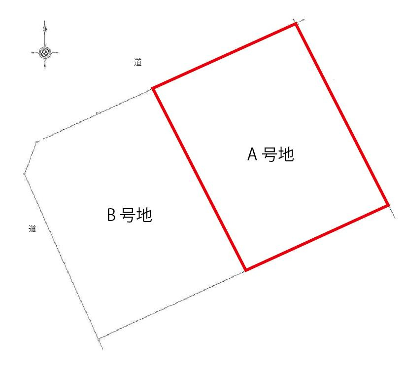 朝倉本町１丁目　Ａ号地・東　建築条件なし　売土地　（全2区画）の区画図|Ａ号地・東　土地面積　123.51㎡　（約37.36坪）