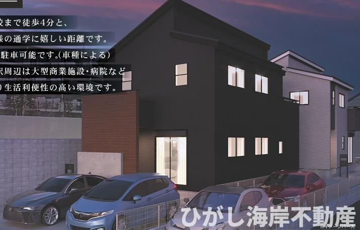 茅ヶ崎市菱沼１丁目　新築戸建　全２棟の外観パース|イメージパスですので実際のものと多少異なります　
