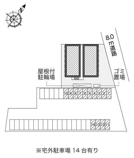 廿日市市宮島口３丁目のアパートの区画図|画像4
