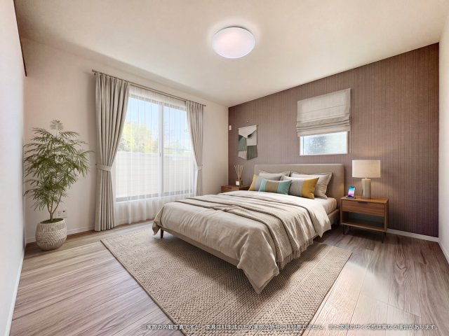 【寝室】 | 【主寝室　CG家具設置イメージ】
※画像に含まれる家具家電はCGで作成したイメージです。実際の物件には付帯しません。