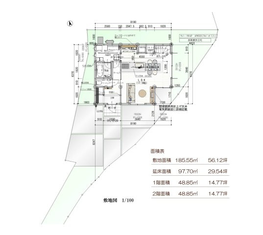 【区画図】 | 南国市大そね甲/2区画 | １号地