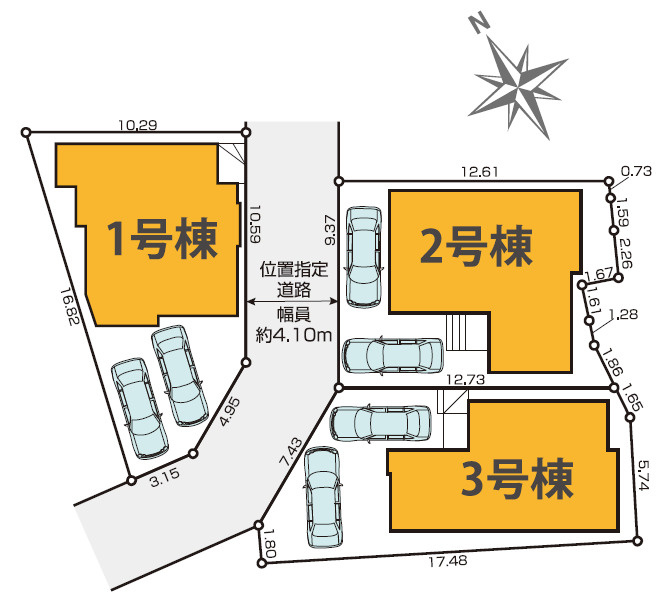 静岡市葵区東1期　全3棟の区画図