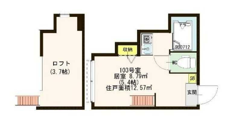 池尻パストラル・ハウス　ネット無料　敷金0　ロフト付の間取り