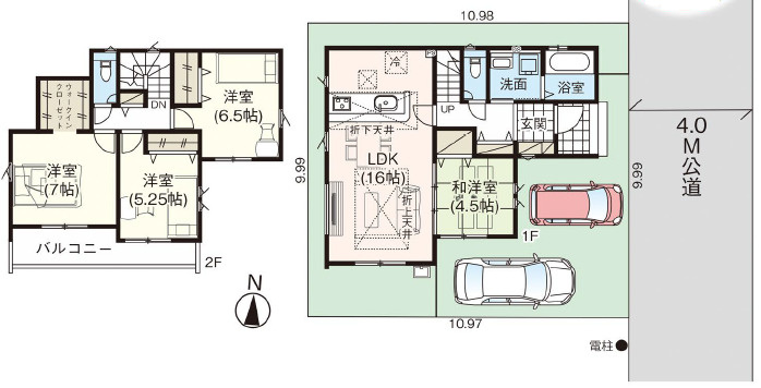 敷地33坪、間口約10ｍの広がりを感じる開放的な邸宅の間取り