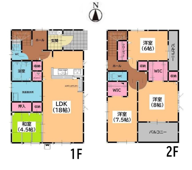 【間取り】 | 糟屋郡宇美町宇美東2丁目7期　1号棟（全1棟）【仲介手数料無料・0円】 | 平日、土日祝日もお好きな日時にご見学可能です。お気軽にお問合せ下さい。