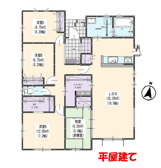 【間取り】 | 糟屋郡宇美町宇美東3丁目1期・平屋　1号棟（全1棟）【仲介手数料無料・0円】 | 平日、土日祝日もお好きな日時にご見学可能です。お気軽にお問合せ下さい。