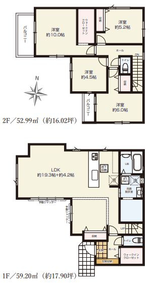 厚木市三田新築戸建て　2期2号棟の間取り|間取図「厚木市三田新築戸建て　2号棟」