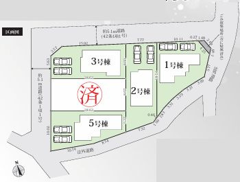 秦野市渋沢6期　新築一戸建て　3号棟の区画図|配置図