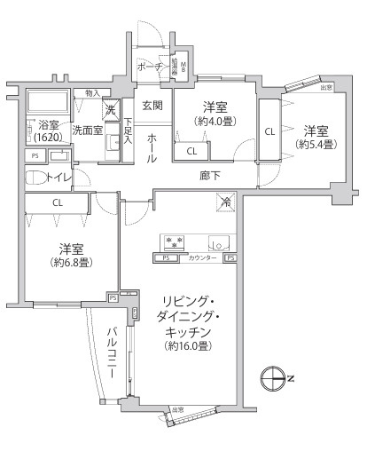 グランドメゾン鵠沼海岸の間取り| 南向き　３LDKです。
