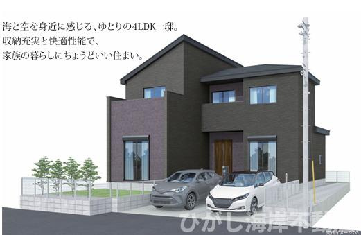 中郡大磯町国府本郷　新築戸建　の外観パース|イメージパスですので実際のものと多少異なります　
