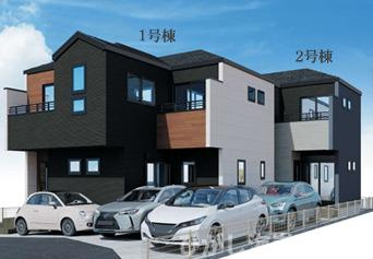 茅ヶ崎市南湖4丁目　新築戸建　全２棟の外観パース|イメージパスですので実際のものと多少異なります