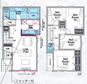 茅ヶ崎市南湖4丁目　新築戸建　全２棟の間取り|南向き　４LDK
