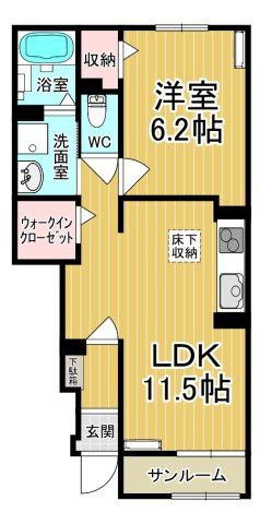 【間取り】 | メゾン・ストリートⅡ | カップルさんにオススメのお部屋です♪