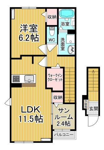 【間取り】 | メゾン・ストリートⅡ | カップルさんにオススメのお部屋です♪