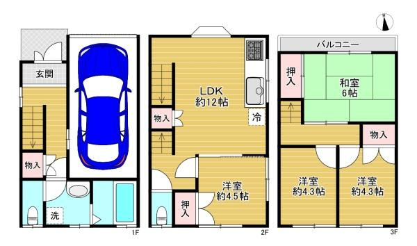 【間取り】 | 大阪市城東区中浜2丁目　中古戸建