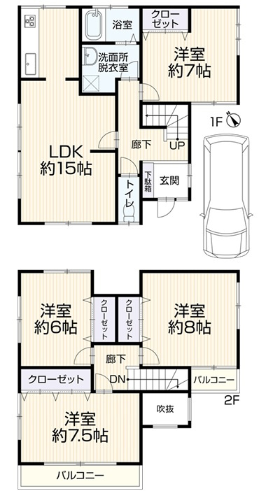 JR土山駅徒歩19分　外壁塗装歴有　魚住町清水　中古戸建の間取り