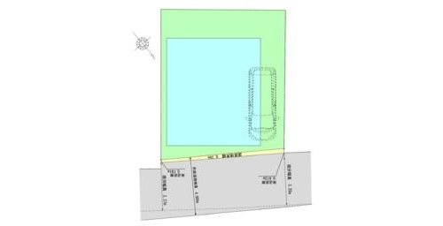 【中尾】吹抜×デザイン住宅｜17帖超LDK×収納充実（SIC・パントリー）｜2駅利用可｜落ち着いた住環境★仲介手数料無料★の区画図|整形地で駐車スペースも確保され、前面道路との接道も良く開放感のある住環境が魅力です。