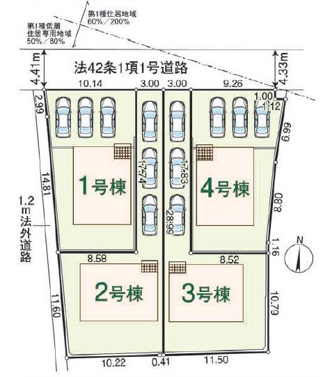 飯能市双柳第40　新築戸建　1号棟　クレイドルガーデンの区画図