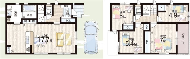 ■四條畷市美田町　新築一戸建ての間取り|8号地