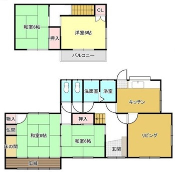 「敷地80坪以上」「車2台駐車可」大久保町高丘1丁目　築44年の間取り