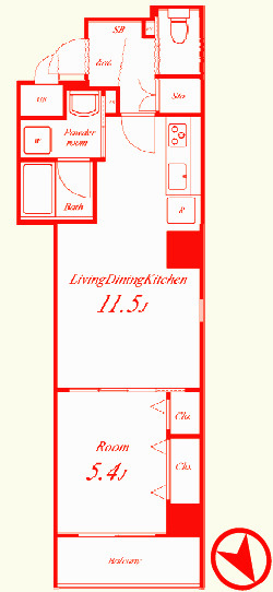 横浜市中区本牧町１丁目の賃貸マンションの間取り|★ゆとりのある1LDK★