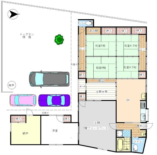 姫路市飾東町豊国　中古戸建の間取り