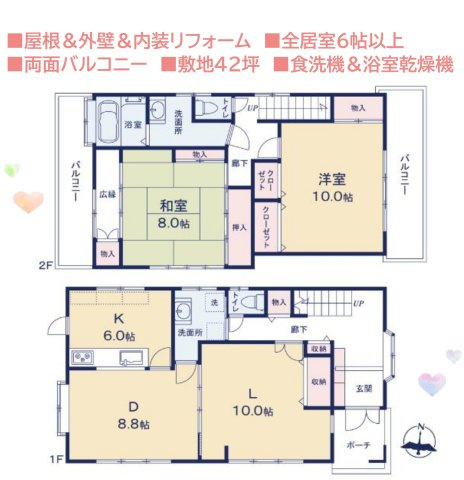 【現地画像あり】厚木市中依知　中古戸建　42.61坪の間取り|全居室６帖以上とゆとりがあるので、家具の配置の自由度が上がります◎
汚れをさっと拭けて、お手入れが簡単なIHコンロ☆