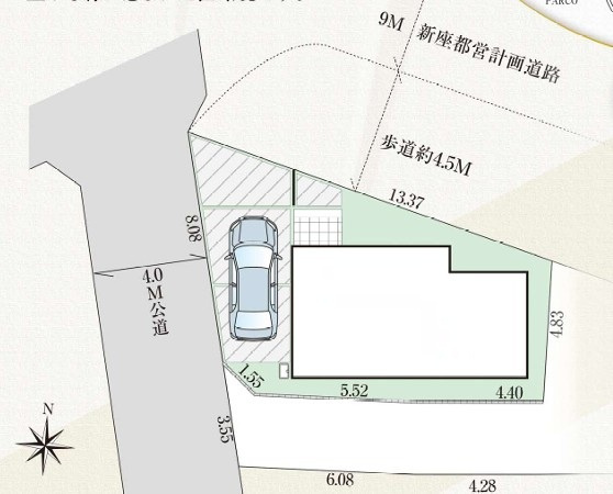 新座市栗原4丁目　新築一戸建　西武池袋線　ひばりが丘の前面道路含む現地写真
