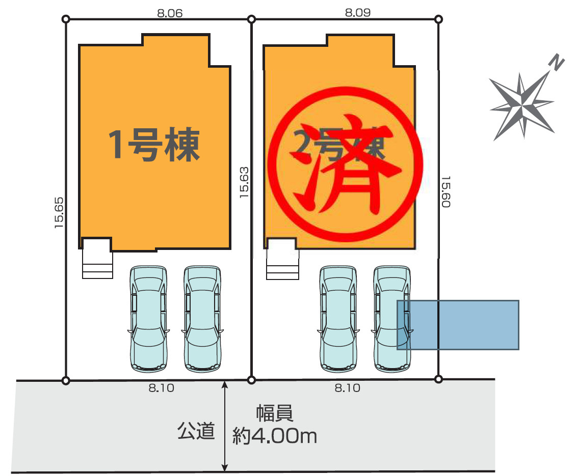 静岡市駿河区敷地1期　全2棟の区画図