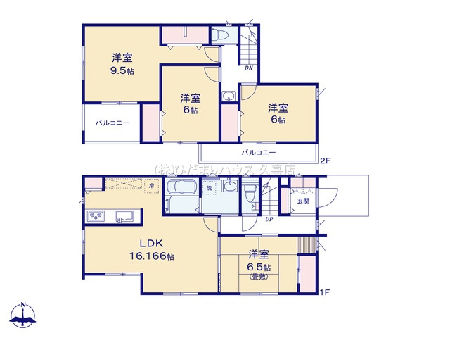 久喜市栗橋中央2丁目　新築一戸建て　アイタウンの間取り|全居室ゆとりの6帖以上で家具配置もしやすい間取り♪