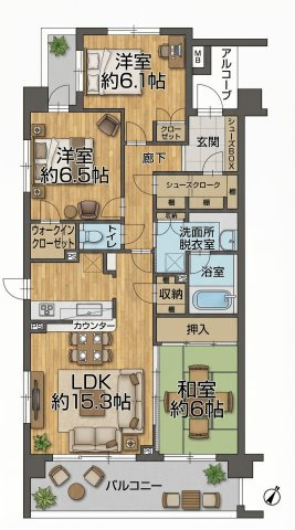 【間取り】 | レクセルプラッツァ福生壱番館