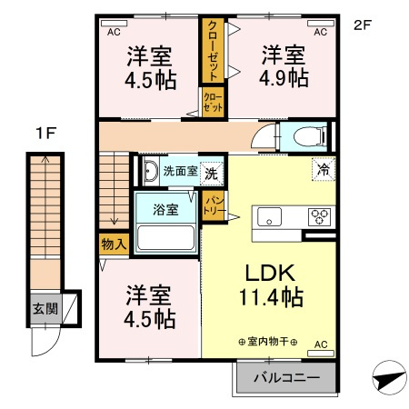 バッソン花巻四日町の間取り