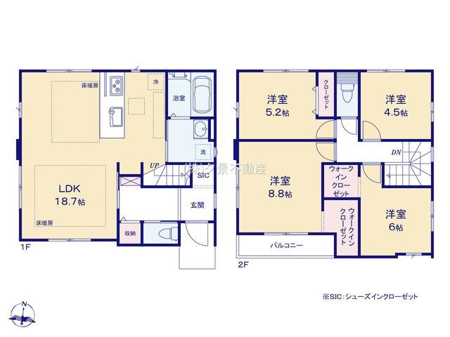《仲介手数料無料》練馬区大泉学園町８丁目6-7新築一戸建てリガーレの間取り