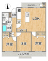 【間取り】 | 3室すべてが南側に面しており、室内には一日を通して明るい陽光が差し込みます。開放感のある住空間で、ご家族皆さまが心地よく過ごせる快適な住まいです。