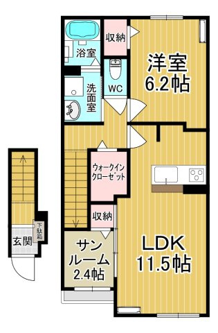 【間取り】 | メゾン・ストリートⅡ | カップルさんにオススメのお部屋です♪