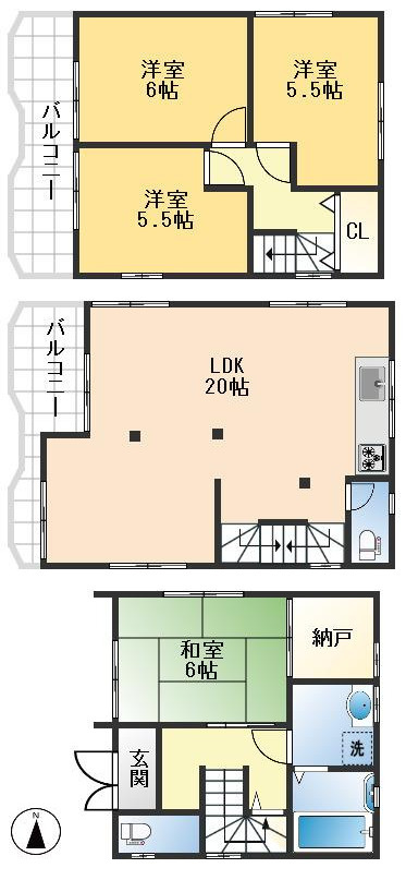 吹田市内本町３丁目　中古戸建の間取り