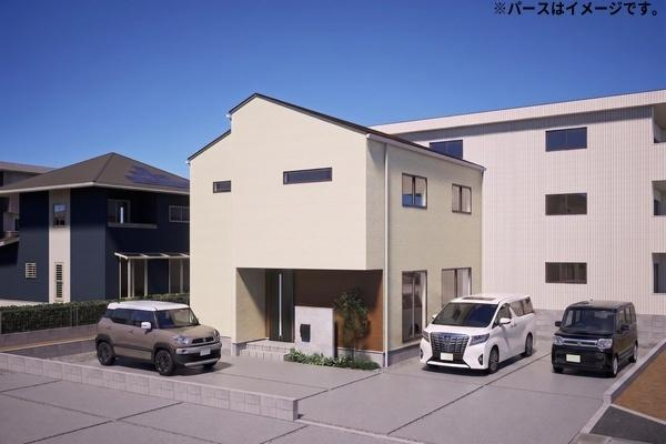 横田Ⅱ　NE新築の完成予想図|※外観パースはイメージです。現況と異なる場合は現況を優先させていただきます。
