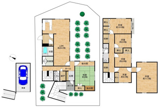 【間取り】 | 茨木市南春日丘３丁目　中古戸建 | 価格：3,280万円　土地256.64㎡、建物169.75㎡　6LDK＋S　